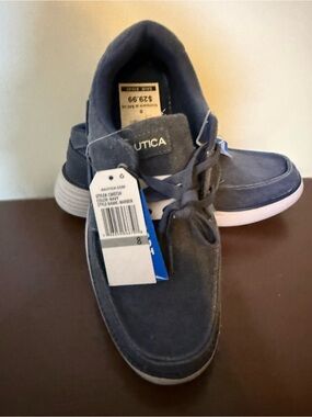 Nautica Men's Navy Blue Canvas Lace-Up Boat Shoes